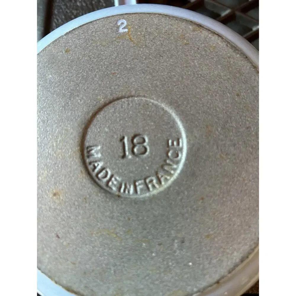 Vintage Le Creuset Cast Iron Saucepan Blue Open Handle #18 No Lid France 2